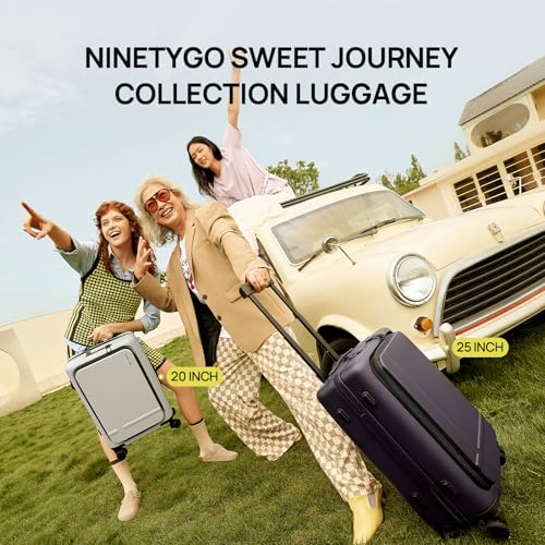 NINETYGO Carry On Luggage 22x14x9 Airline Approved, 20 Inch Suitcase with Front Compartment, Lightweight PC Hard Shell, Cup Holder, Clamshell, TSA Lock, Spinner Wheels (Blackcurrant Oolong) - color: 04-Blackcurrant Oolong, size: Carry-On 20-Inch (Clamshel