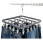 Pants Hanger Clothes Drying Racks Clip Hangers Metal with 36 Clips Windproof Hook Underwear Hanger Foldable Laundry Clip forJeans Yoga Leggings Trousers Socks Bras (Grey) - color: Gray