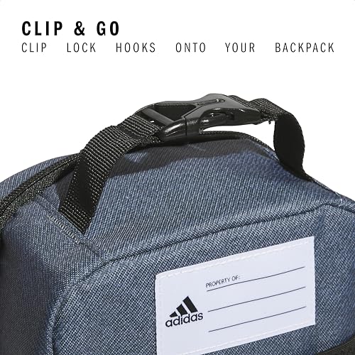 adidas Santiago Lunch Bag Cooler for Women and Men, Insulated Food Container Box with Mesh Pocket, Twill Onix Grey/Black/3.0, One Size - color: Black/White/3