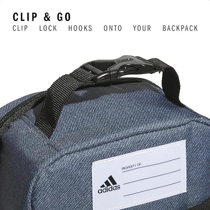 adidas Santiago Lunch Bag Cooler for Women and Men, Insulated Food Container Box with Mesh Pocket, Twill Onix Grey/Black/3.0, One Size - color: Black/White/3