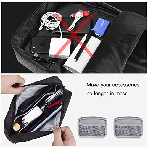 imComor Universal Electronics Accessories Case, 2-Pack Portable Soft Carrying Case Bag Wire Cable Organizer for Hard Drive, Power Adapter, Laptop Mouse, Cosmetics Kit, Small+Big-Black - color: Black