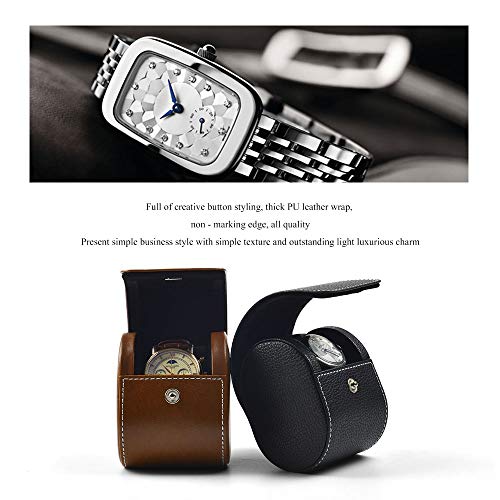 Oirlv Luxury Leather Watch Storage Box Travel Single Watch Case Watch Gift Box for Christmas Anniversary Birthday(Brown) - color: Brown
