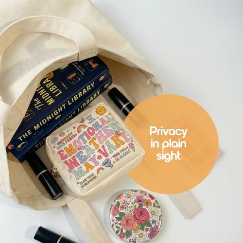 Period Bag – Compact Discreet Tampons & Pad Pouch with Waterproof Lining, Cute & Stylish Period Pouches - color: Rainbow