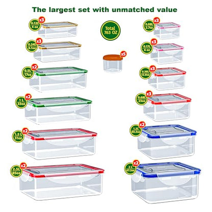 70 Pcs Large Food Storage Containers with Lids Airtight-2500ML to Small Box,Total 22812 ML Stackable Kitchen Bowls Set(35 Containers,35 Lids)-BPA Free Leak proof Plastic Boxes-Microwave safe - color: 70Pcs