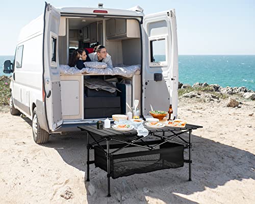 WUROMISE Lightweight Aluminum Folding Camping Table (37.13” x 21.57” x 19.69”), Portable Roll-Up Design for Outdoor, Camping, Beach, BBQ, Patio, and Picnic, Durable & Waterproof with Carrying Bag - size: Medium