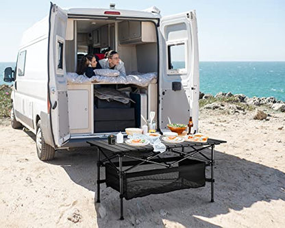 WUROMISE Lightweight Aluminum Folding Camping Table (37.13” x 21.57” x 19.69”), Portable Roll-Up Design for Outdoor, Camping, Beach, BBQ, Patio, and Picnic, Durable & Waterproof with Carrying Bag - size: Medium