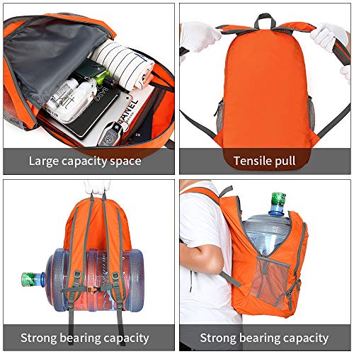 FENGDONG 35L Lightweight Foldable Waterproof Packable Travel Small Hiking Backpack Daypack for men women - color: A1-orange-upgrade