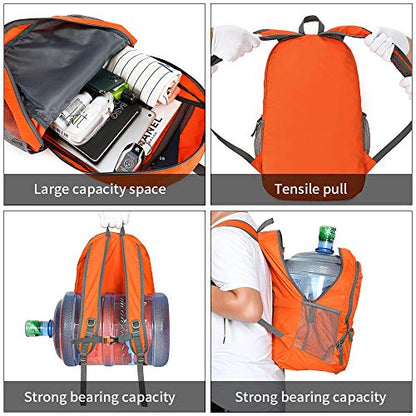 FENGDONG 35L Lightweight Foldable Waterproof Packable Travel Small Hiking Backpack Daypack for men women - color: A1-orange-upgrade