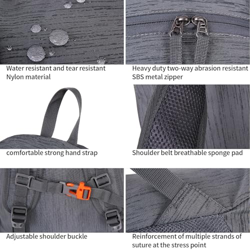 FENGDONG 35L Lightweight Foldable Waterproof Packable Travel Small Hiking Backpack Daypack for men women - color: A6-dark Gray