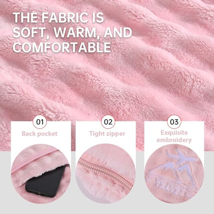 Travel Blanket and Pillow-2-in-1, Ultra-Soft&Compact, Airplane Blanket with Hand Luggage Belt and Backpack Clip,Travelers Accessories Gifts, 61x43 Inches(Pink - color: Pink