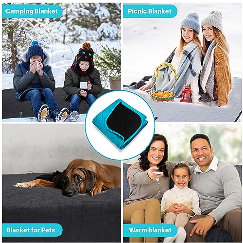 Preboun 4 Pack Large Waterproof Stadium Blankets Thick Warm Fleece Picnic Camping Blankets for Cold Weather Football Games Concerts Beach Outdoor Activities Homeless Donations(Multi) - color: Multicolor