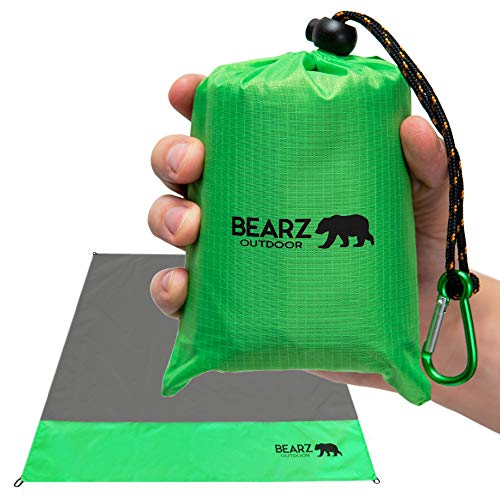 Pocket Blanket - Beach Blanket Waterproof Sandproof, Picnic Blankets Waterproof Foldable, Lightweight & Compact for Hiking, Camping, Travel, Festival Accessories - color: Shamrock Green