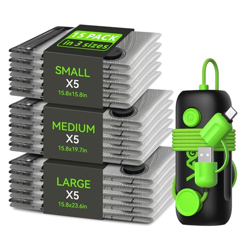 Vacuum Bags for Travel - USB Electric Pump, 15 Pack Carry-on Size Vacuum Seal Bags for Clothing - Space Saver Vacuum Storage Bags for Luggage, Travel Essentials. - style: 15 bags + USB pump