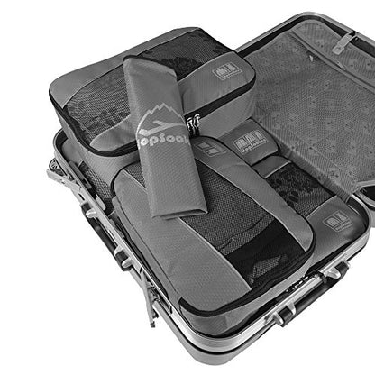 5 Set Packing Cubes for Travel Large Suitcase Luggage Organizer Bags Travel Accessories Vacation 4 Cubes 1 Laundry Pouch Bag - color: Gray