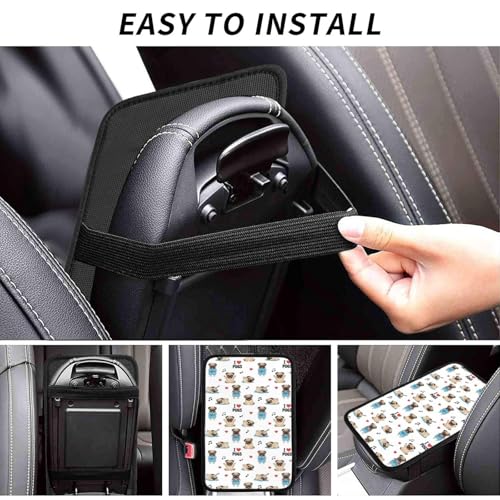 Universal Car Center Console Armrest Pad, Cute French Bulldog with Hearts, Non-Slip Mat for Secure Phone and Item Placement During Driving - color: Picture (620)