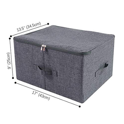 iwill CREATE PRO Pack of 2, Fabric Folding Washable Clothes Storage Boxes with Zip Lid for Wardrobe, Black Gray - color: Black Gray