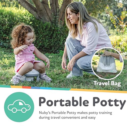 Nuby On-the-Go Portable Potty Seat - Collapsible Travel Toilet Seat for Boys and Girls 18+ Months - Includes Storage Bag and Disposable Liners - Toddler Potty Training Toilet (Pack of 4) - style: On-The-Go Potty (Pack of 4)