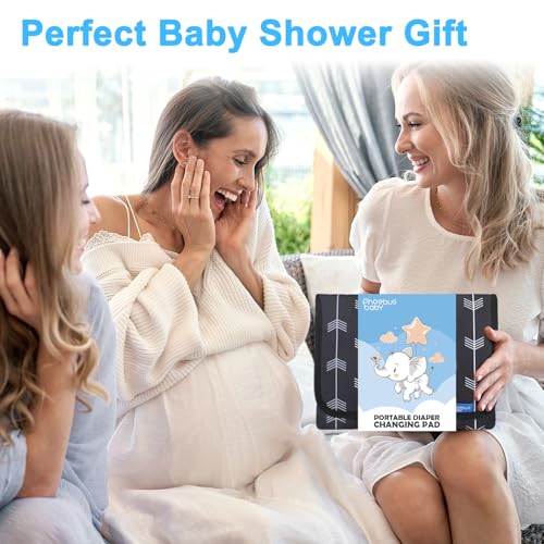 Baby Portable Changing Pad Travel - Waterproof Compact Diaper Changing Mat with Built-in Pillow - Lightweight & Foldable Baby Diaper Changer, Newborn Shower Gifts - color: Black-Arrows