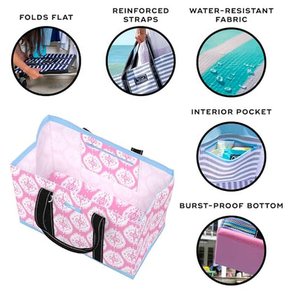 SCOUT Original Deano Tote - Durable Lightweight Open Top Beach, Pool & Lake Bag, Inside Zip Pocket, Folds Flat - color: Ikant Belize
