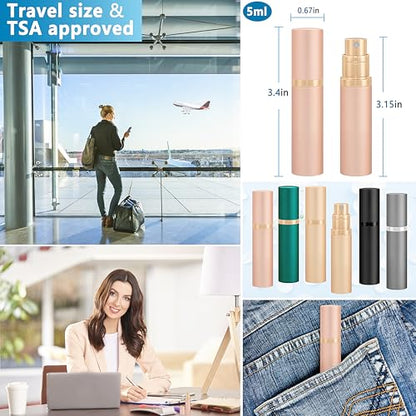 Travel Refillable Perfume Atomizer Bottle 5ml Leakproof Travel Perfume Refillable Bottle, Perfume Atomizer (Rose Gold) - color: Rose Gold