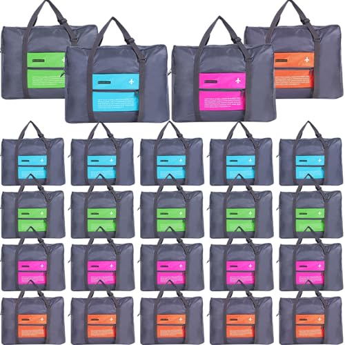 INVODA Travel Bag 24 PCS Foldable Duffle for Women and Men Lightweight Luggage Bag Personal Item Bag for Airlines Weekender Overnight Tote Carry on (24PCS) - color: 24PCS