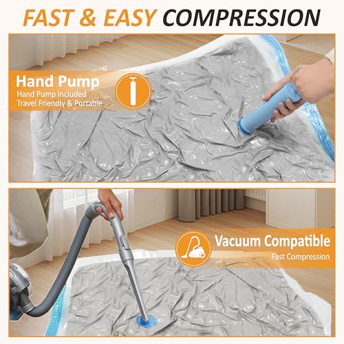Cozy Essential Vacuum Storage Bags, 80% Compression Vacuum Seal Space Saver Plastic Packaging Bags for Clothes, Blankets, Pillow, Bedding, Comforters, Sealer Clothing Storage,10 Jumbo