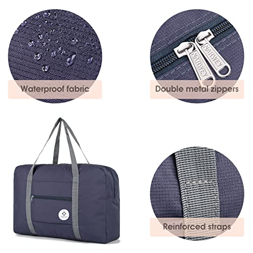 For Spirit Airlines Personal Item Bag Foldable Travel Duffel Bag Tote Carry on Luggage Duffle Overnight for Women and Men - color: 1112 Dark Blue