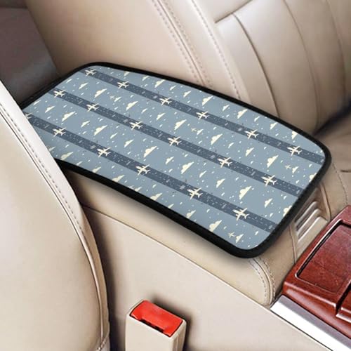 Airplanes and Runways 1 Print Car Center Console Cover Universal Neoprene Car Armrest Storage Box Decoration Protector Pad for Car Truck SUV, Interior Accessories