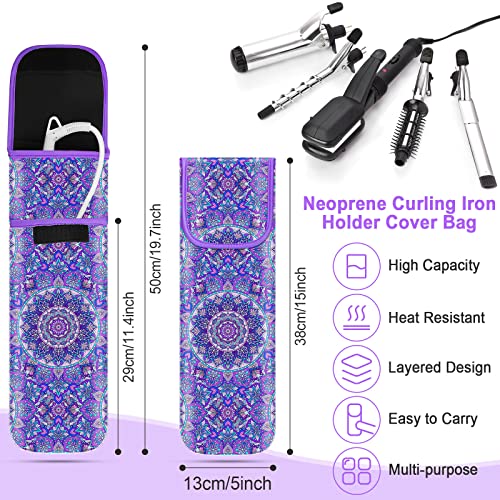 Shappy 2 Pcs Heat Resistant Hair Tools Bag Curling Iron Travel Case Cover Neoprene Flat Iron Holder Travel Case and Silicone Mat Pouch for Hot Hair Tools Storage Organizer(Mandragora) - style: Mandragora