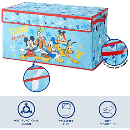 Idea Nuova Disney Mickey Mouse Collapsible Children’s Toy Storage Trunk, Durable with Soft Lid, 28.5"x 14.5"x16" - color: Mickey Mouse