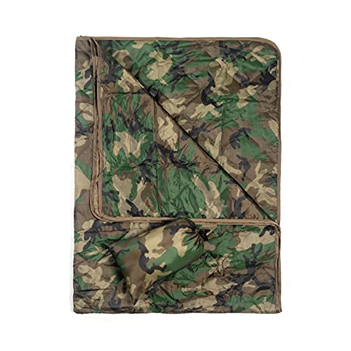 Poncho Liner Military Insulation Outdoor Camping Blanket for Travel, Beach, Grass, Picnic, Car Emergency, Outdoor, Survival - color: Us 4 Color Woodland, size: 1.4Mx2M(4.6x6.6ft)