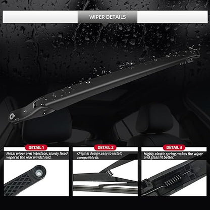 Replacement for Toyota Sienna 2011-2020 Rear Windshield Wiper Blade and Arm Assembly-Car Back window wiper Arm Blade Complete Set - size: For Toyota Sienna 2011-2020