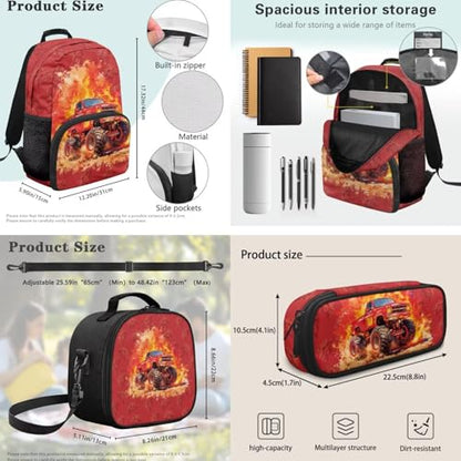 Kids Backpack Set for Boys,Off-road Vehicle School Bookbag and Pencil Case Bundle,Preschool Primary School Backpacks with Lunch Box and Pencil Case for Back to School Supplies - color: Off-road Vehicle -1