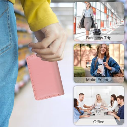 Business Credit Card Holders, Magnetic Sealing Anti Drop, PU Leather Debit Card Protector Organizer Case (Rose Pink) - color: Rose Pink