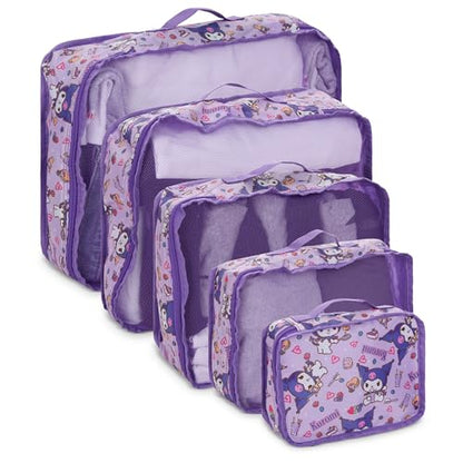 Sanrio's Hello Kitty Packing Cubes - 5 Piece Packing Cube Bags - Travel Essentials - Suitcase Luggage Organizer Set - Hello Kitty and Friends, My Melody, Kerromi, Kerropi, Badtz-Maru (Kerromi) - color: Purple
