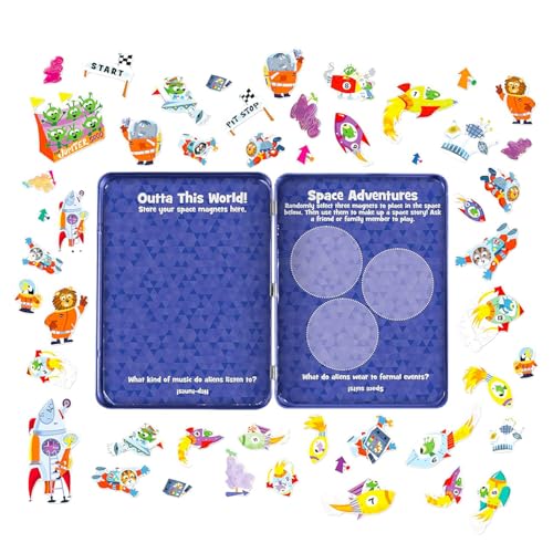 Highlights Activity Box Magnetic Play Set - Bundle with Magnetic Create A Scene Creation Board Tin Featuring Outer Space and More Plus Door Hanger