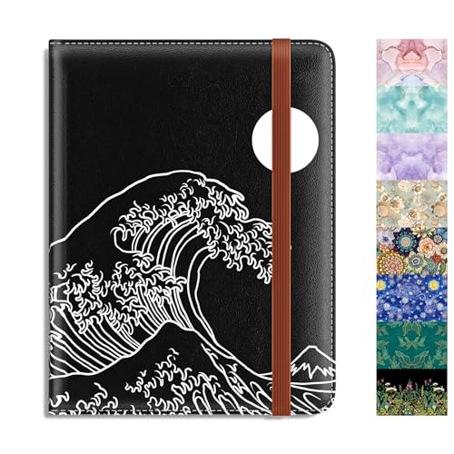 Rimilak Passport Holder, RFID Blocking Passport Cover Wallet Travel Essentials, Leather Travel Air Ticket Documents Organizer Protector for Women and Men, Abstract Waves - color: Abstract Waves