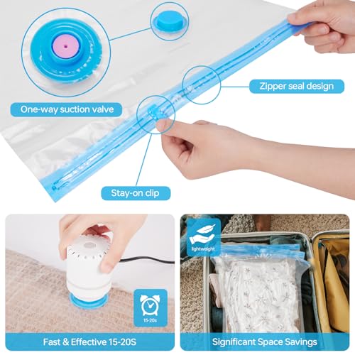 AKLL7S Vacuum Storage Bags with Electric Pump, 12 Pack Space Saver Bags(3 Jumbo/3 Large/3 Medium/3 Small) Vacuum Seal Bags for Clothing, Comforters, Blankets, Travel(Hand Pump Included) - size: 12 Combo+1 Electric Pump+1 Hand Pump