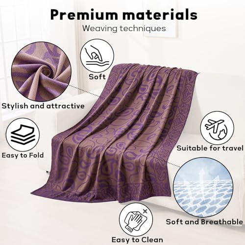 Travel Blanket Airplane - Ultra Soft & Lightweight Knit Design Compact Airplane Blanket,53x72 Inch,Stylish Travel Shawl Wraps for Flights,Office,Home Use,Travel Essentials & Gifts - color: Purple