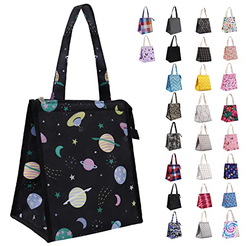 iknoe Lunch Bag Insulated Lunch Bags for Women & Men, 9L Reusable Lunch Tote, Portable Adult Thermal Large Lunch Cooler for Work Picnic Beach (Space Planet) - color: Spacecraft-b-l, size: Zipper Closure