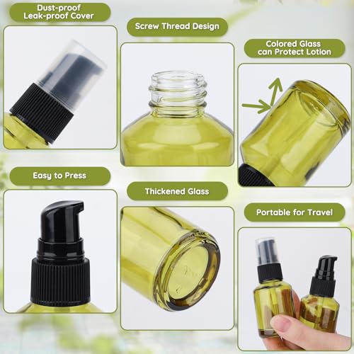 Segbeauty 6pcs 1oz Glass Mini Travel Bottles of 3pcs Small Lotion Containers, 3pcs Perfume Travel Refillable Bottles, 30ml Pump Dispenser Empty Spray Bottle, Oils Liquid Container Bottle Dispenser - size: 1oz+1 fl oz