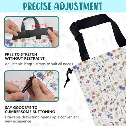 Car Garbage Bag Watercolor Wildflowers Drawstring Car Trash Bag Hanging for Back Seat with Adjustable Buckle Canvas Vehicle Trash Can Easy-to-Install - color: Watercolor Wildflowers
