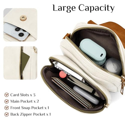 Fashion Small Crossbody Bags for Women Trendy Designer Cell Phone Purses Wallets with Card Holder Anti Theft Travel - color: Whitebrown