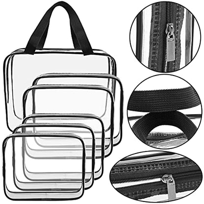 APREUTY Clear Makeup Bags, TSA Approved 6 Pcs Cosmetic Makeup Bags Set Clear PVC with Zipper Handle Portable Travel Luggage Pouch Airport Airline Vacation Organization (Black) - color: Black-6PCS (Large+Medium+Small)