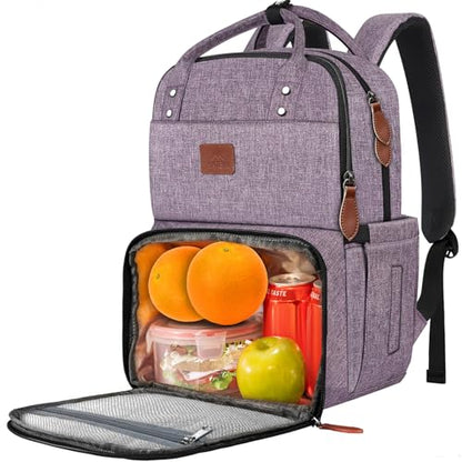 MATEIN Laptop Backpack with Lunch Box, Insulated Women Backpacks with Cooler Compartment, Fits 15.6 inch Laptop Water Resistent Tote Food Bag for College Beach Camping Picnics Hiking - color: Purple, size: 15.6 Inch