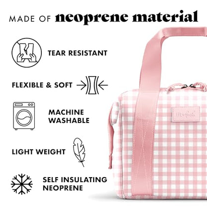 Fit & Fresh Remi Lunch Bag for Women Work – Neoprene Lunch Tote with Containers & Ice Pack, Reusable Meal Prep Lunch Box, Large Capacity, Machine Washable, Pink Gingham - color: Pink Gingham