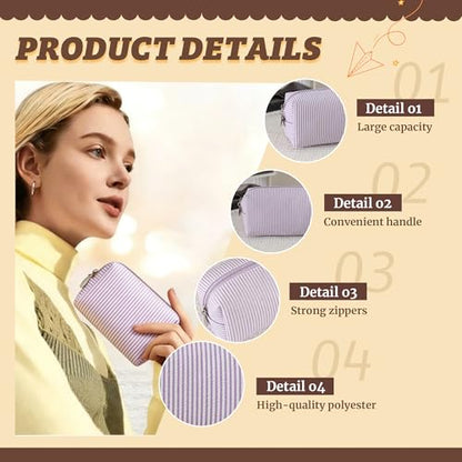 2pcs Makeup Bag Travel Toiletry Bag for Women Lightweight Make Up Bag Purse Organizer Pouches Large Cosmetic Bag Small Makeup Pouch Medicine Bag Travel Essentials for Women Purple - color: purple