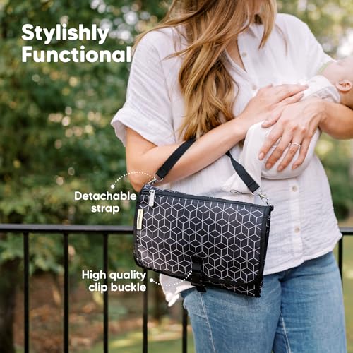KeaBabies Portable Diaper Changing Pad, Travel, Car - Large Waterproof Baby Changing Mat, Wipeable, Padded, On The Go Travel Diaper Clutch Bag, Easy to Use Pockets for Newborn Essentials (Acacia) - color: Acacia