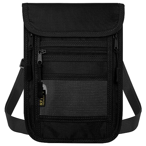 sundee Travel Neck Wallet with Double Zippers, RFID Blocking Passport Holder with Adjustable Neck Strap for Men and Women to Keep Cash, Credit Cards and Travel Documents Safe - Black - color: Black