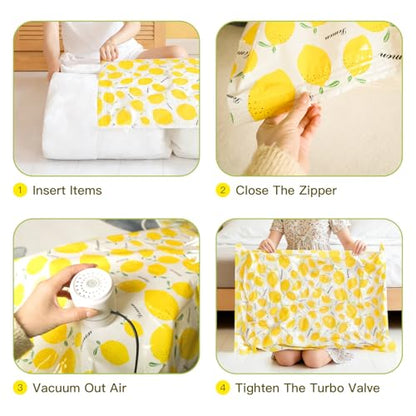 Vacuum Storage Bags for Travel & Home, Space Saver Reusable Seal Bags with Electric Pump, Saves 80% of Space. 14 Pack (4 Small, 4 Medium, 4 Large, 2 Jumbo) for Clothing, Comforters, Blankets, Pillows